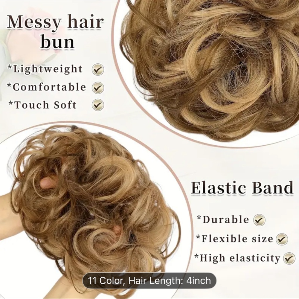 Elegant Red Auburn Elastic Hair Messy Bun Extension - Picture 7 of 8